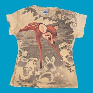 Rare Vintage 90’s Disney Disneyland Resort Bambi AOP T-shirt Womens Size XL